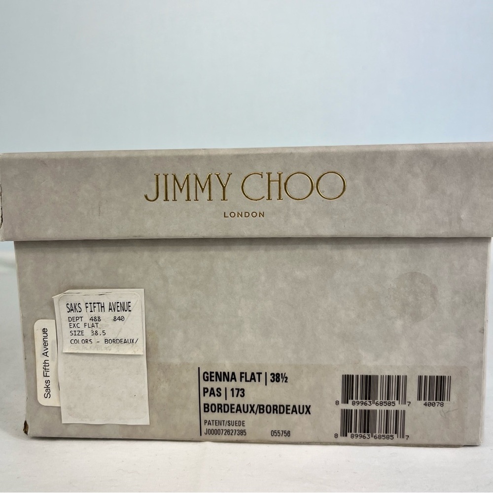 Jimmy Choo Genna Pointed Toe Flats Women’s 38.5  US 8 in Bordeaux New with Box - Picture 11 of 11
